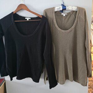 Lot of 2 James Perse Deep Scoop neck Thermal Shirts size JP 3